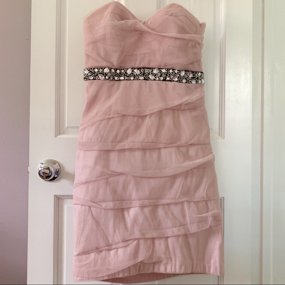 Strapless sweetheart neckline pink dress